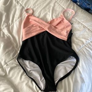Women black and pink one piece brand new swimsuit